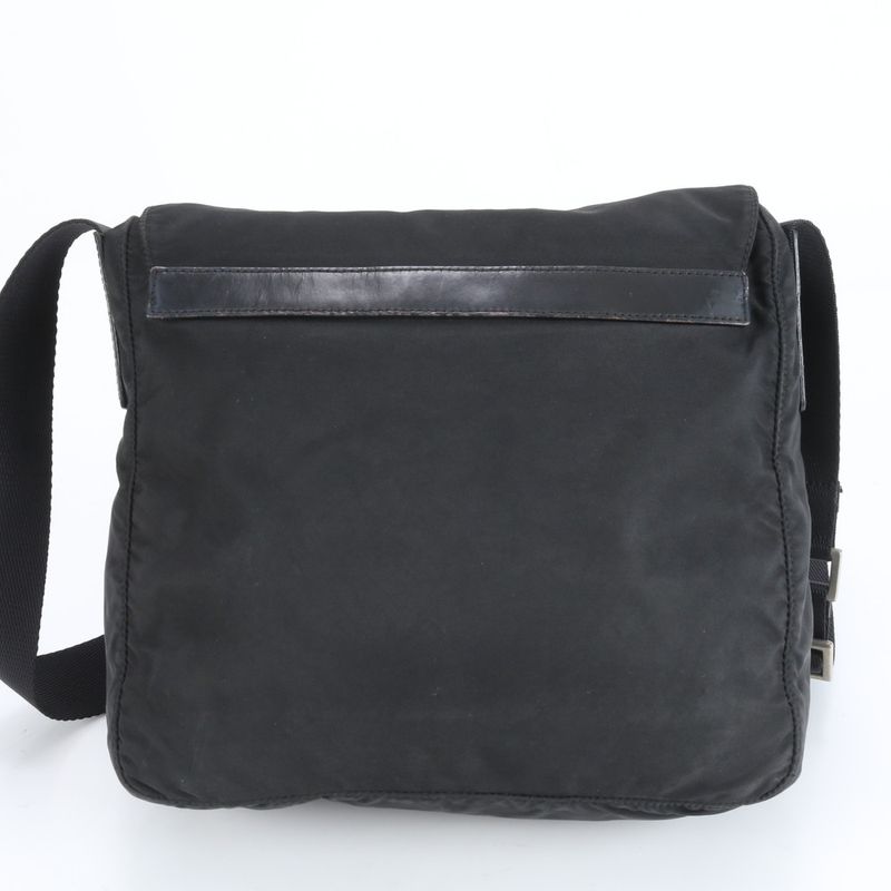 Prada Authenticity With Card Tessuto Nylon Triangle Logo B8994 Leather Shoulder