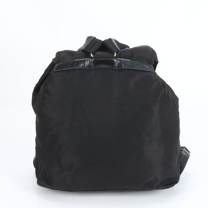 Prada Tessuto Nylon Triangle Logo Leather Backpack Sac Backpack Black Women ECE