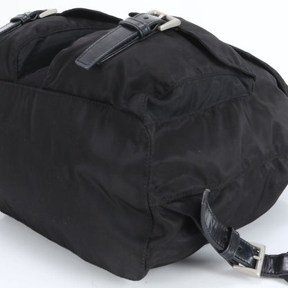 Prada Tessuto Nylon Triangle Logo Leather Backpack Sac Backpack Black Women ECE