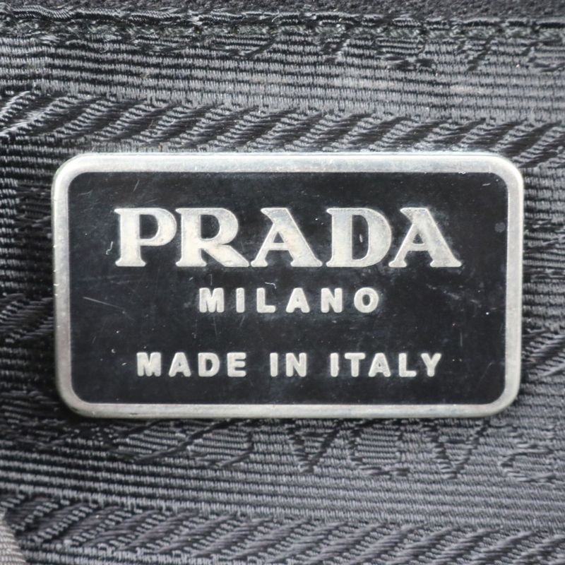 Prada Tessuto Nylon Triangle Logo Leather Backpack Sac Backpack Black Women ECE