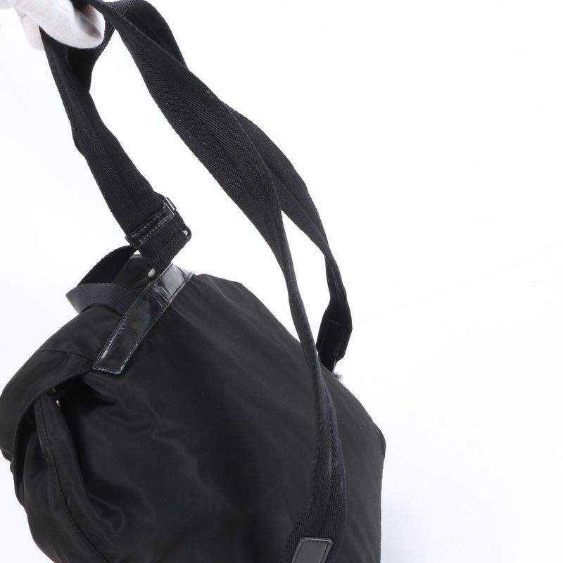 Prada Tessuto Nylon Triangle Logo Leather Backpack Sac Backpack Black Women ECE