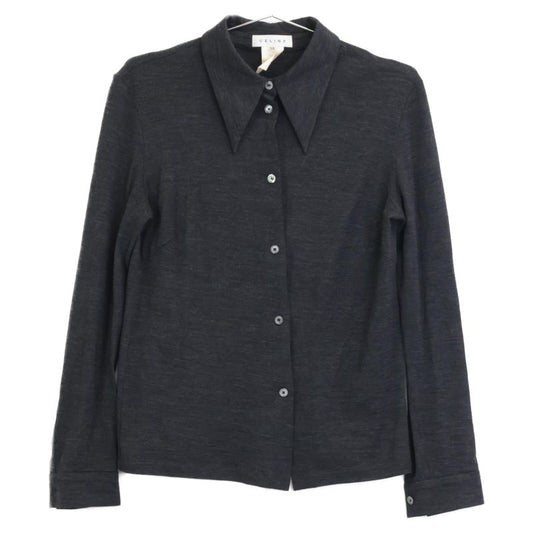 Celine Wool Big Collar Knit Long Sleeve Shirt/ 38