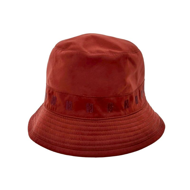 Hermes Bucket Hat Embroidery Polyester Nylon Acetate Accessory Red 29775