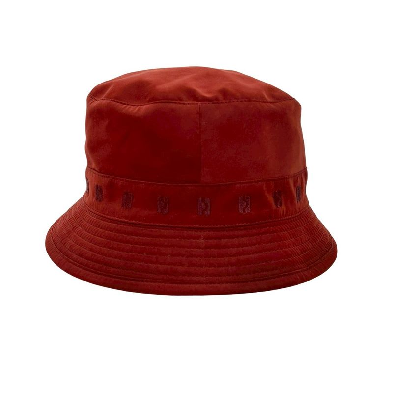 Hermes Bucket Hat Embroidery Polyester Nylon Acetate Accessory Red 29775