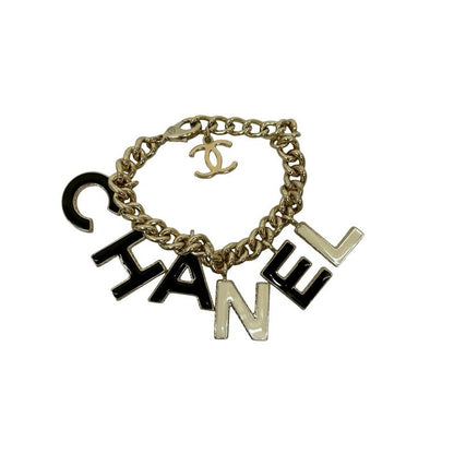 Chanel Logo Coco Mark Bracelet Bangle Accessories Black White 22BA