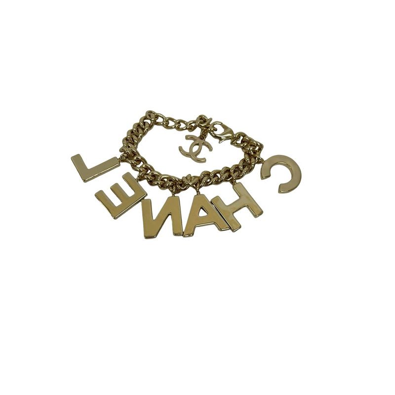 Chanel Logo Coco Mark Bracelet Bangle Accessories Black White 22BA