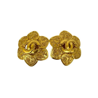 Chanel Vintage Coco Mark Motif Earrings Ear Cuff Accessory Small 95A