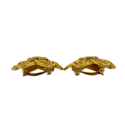 Chanel Vintage Coco Mark Motif Earrings Ear Cuff Accessory Small 95A