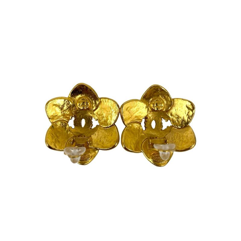 Chanel Vintage Coco Mark Motif Earrings Ear Cuff Accessory Small 95A