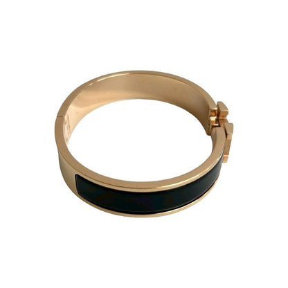 Hermes Click H Bracelet Bangle Accessory Women's Gold Black 28150