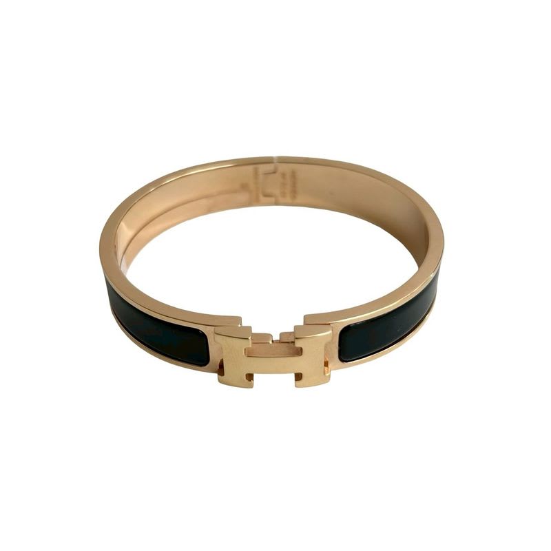 Hermes Click H Bracelet Bangle Accessory Women's Gold Black 28150