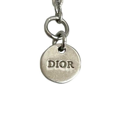 Christian Dior CD Logo Rhinestone Alloy Chain Bracelet Bangle Accessory Silver