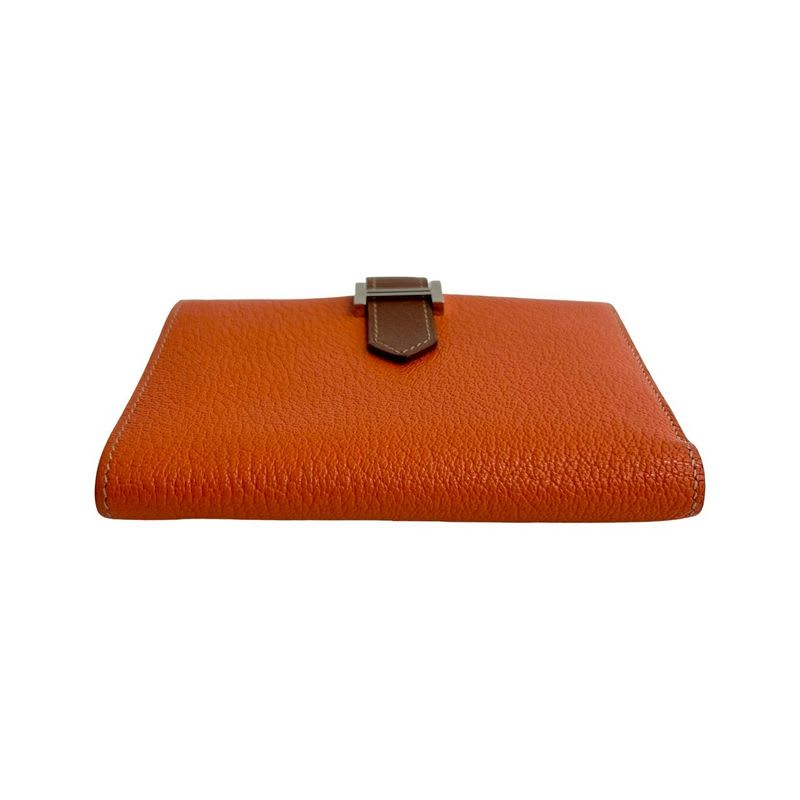 Hermes Bearn Compact Chevrumisol Leather Bifold Wallet O Stamp