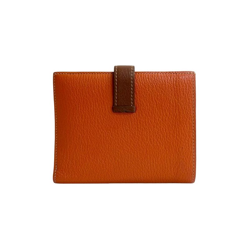 Hermes Bearn Compact Chevrumisol Leather Bifold Wallet O Stamp