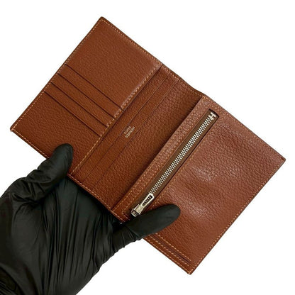 Hermes Bearn Compact Chevrumisol Leather Bifold Wallet O Stamp
