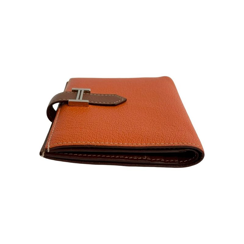 Hermes Bearn Compact Chevrumisol Leather Bifold Wallet O Stamp