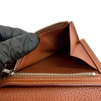Hermes Bearn Compact Chevrumisol Leather Bifold Wallet O Stamp
