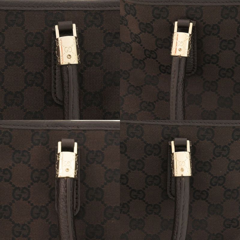 Gucci 290826 GG Canvas Gold Hardware Brown Tote Bag 0790 Gucci