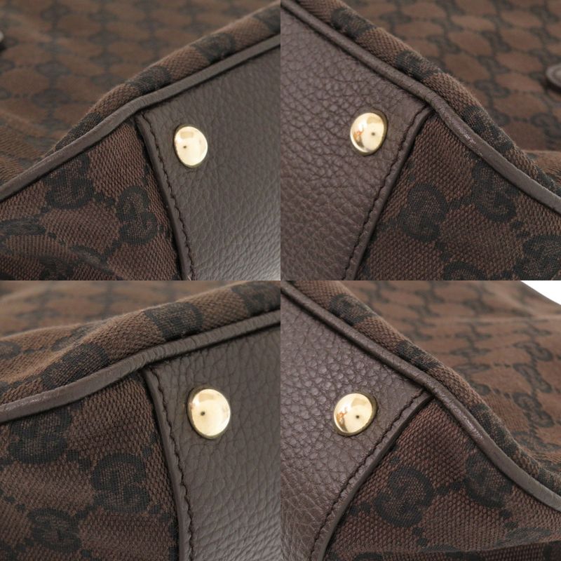 Gucci 290826 GG Canvas Gold Hardware Brown Tote Bag 0790 Gucci