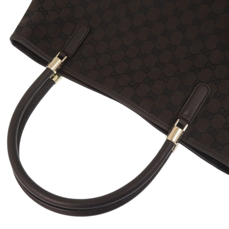 Gucci 290826 GG Canvas Gold Hardware Brown Tote Bag 0790 Gucci