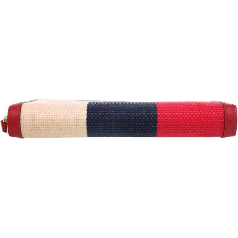 Gucci Tricolor Print Zip Around Wallet 524790 Canvas Leather Red Long Wallet