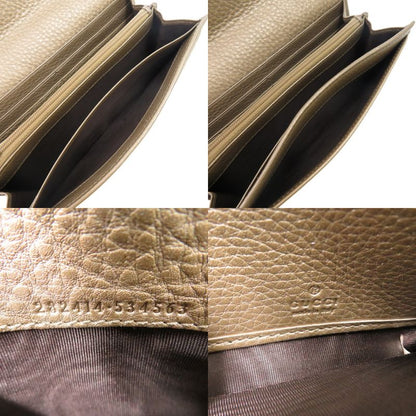 Gucci Round Zipper Soho Interlocking G 282414 Leather Chien Pan Gold Long