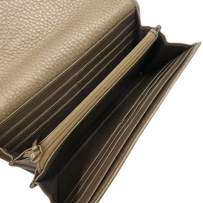 Gucci Round Zipper Soho Interlocking G 282414 Leather Chien Pan Gold Long