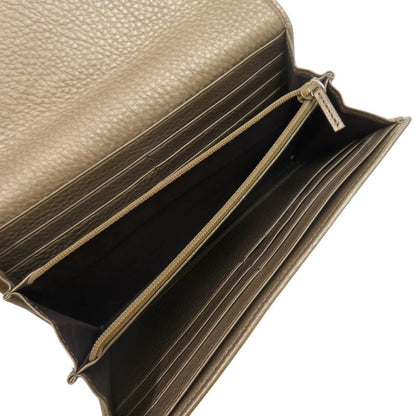 Gucci Round Zipper Soho Interlocking G 282414 Leather Chien Pan Gold Long