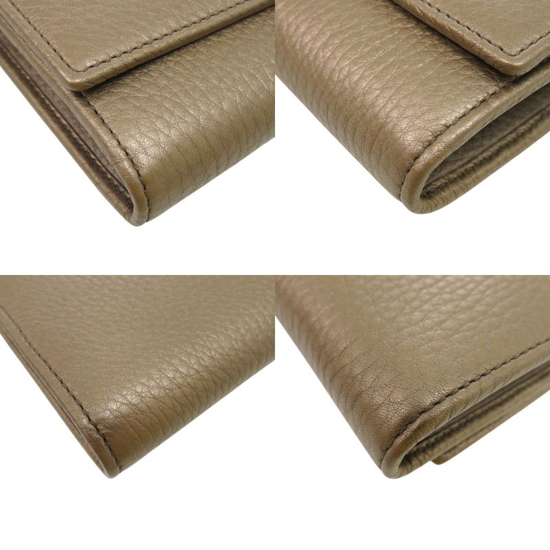 Gucci Round Zipper Soho Interlocking G 282414 Leather Chien Pan Gold Long