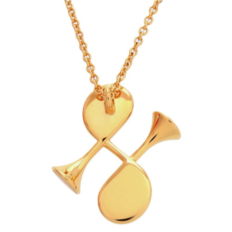 Hermes Col H GP Swift Mauve Pale Gold Hardware Necklace 0834hermes
