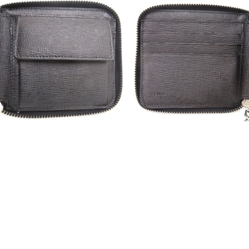 Fendi Chain 7m0197 Leather Blue Bifold Wallet 1367 Fendi