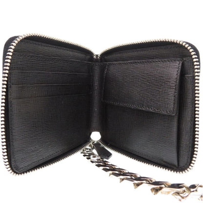 Fendi Chain 7m0197 Leather Blue Bifold Wallet 1367 Fendi