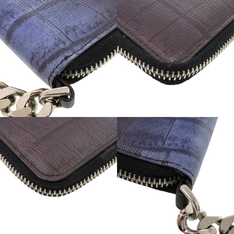 Fendi Chain 7m0197 Leather Blue Bifold Wallet 1367 Fendi