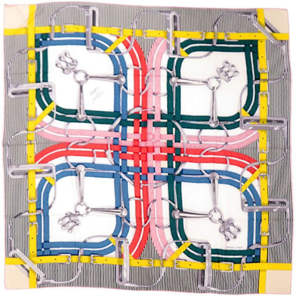 Hermes Carre Geant Carre 140 MORS A Jouets Horsebit Cashmere Silk Black Scarf