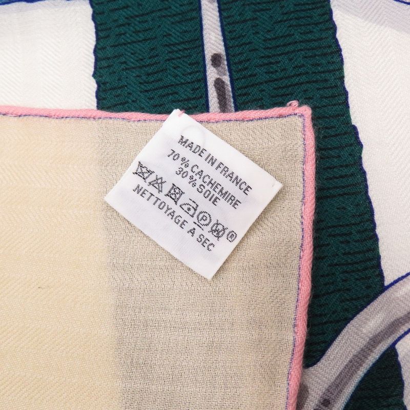 Hermes Carre Geant Carre 140 MORS A Jouets Horsebit Cashmere Silk Black Scarf