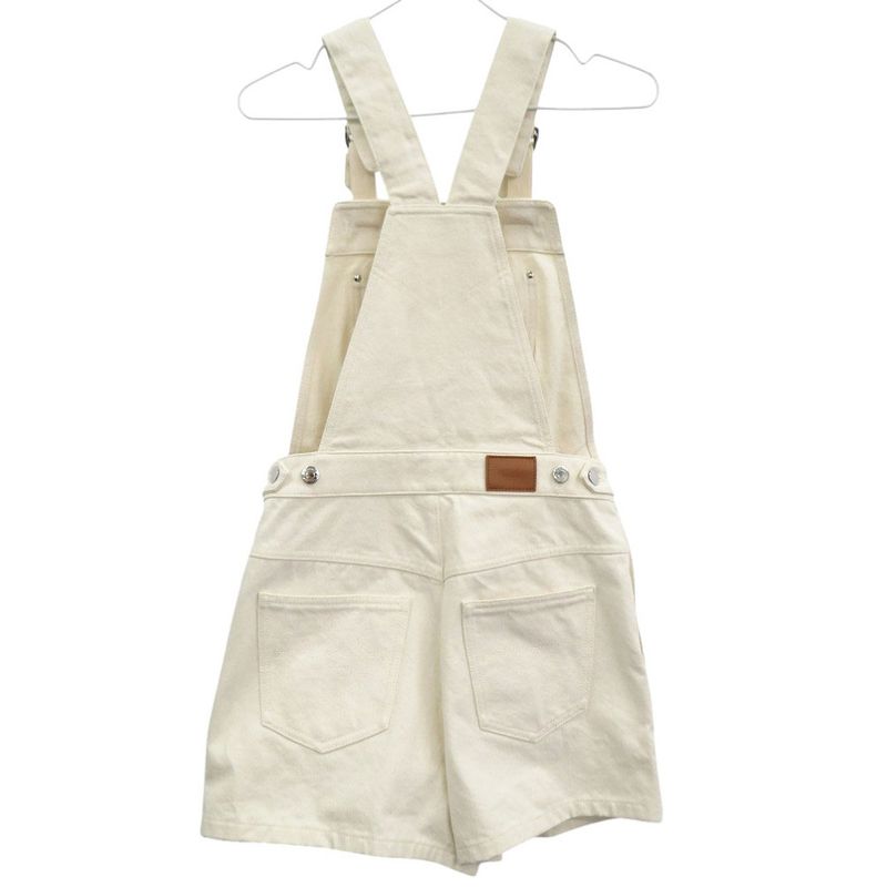 Hermes Cotton White Silver Hardware Salopette White 1275 Hermes
