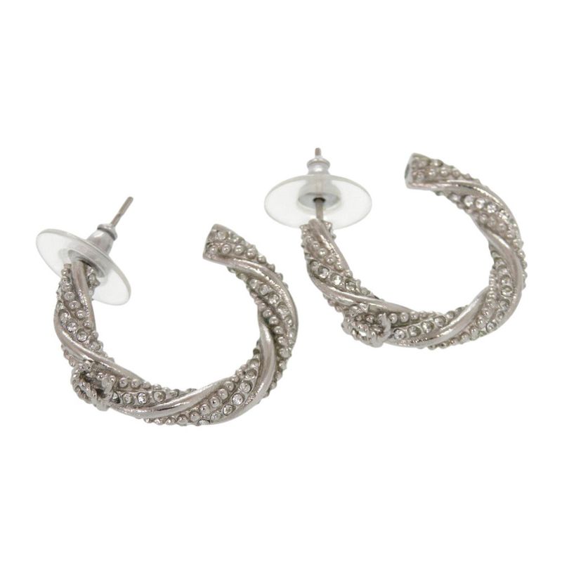 Chanel Hoop Earrings Coco Mark Metal Silver Earrings 0757 Chanel