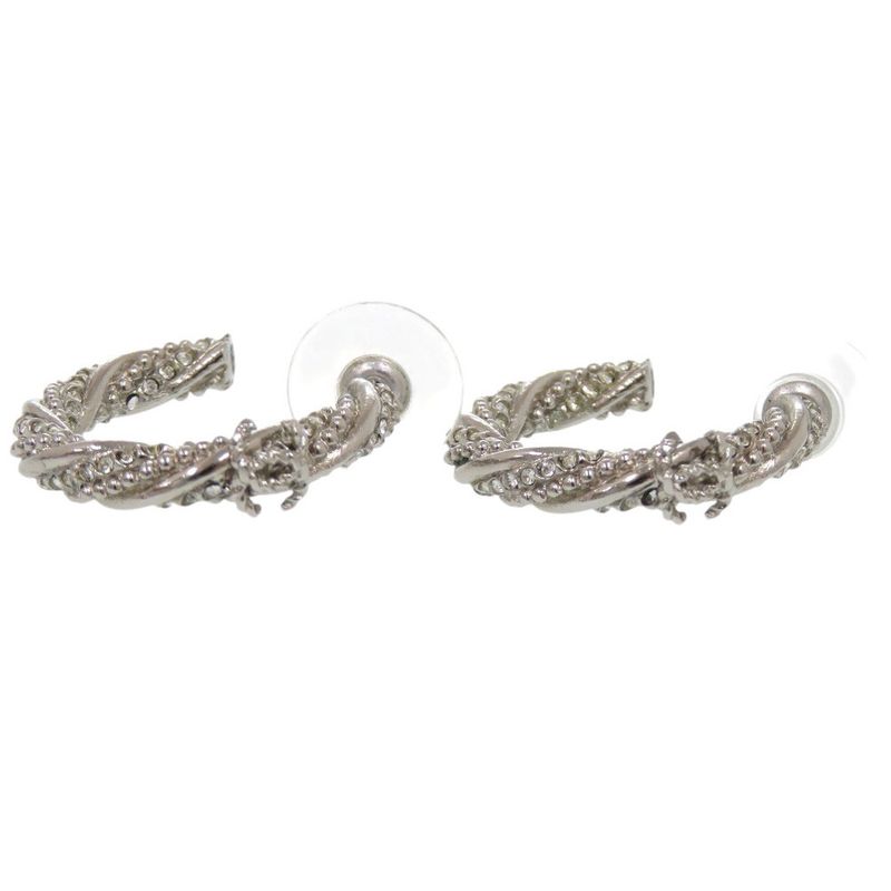 Chanel Hoop Earrings Coco Mark Metal Silver Earrings 0757 Chanel