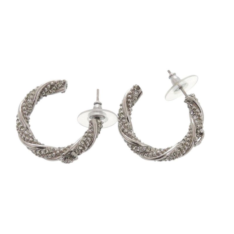 Chanel Hoop Earrings Coco Mark Metal Silver Earrings 0757 Chanel