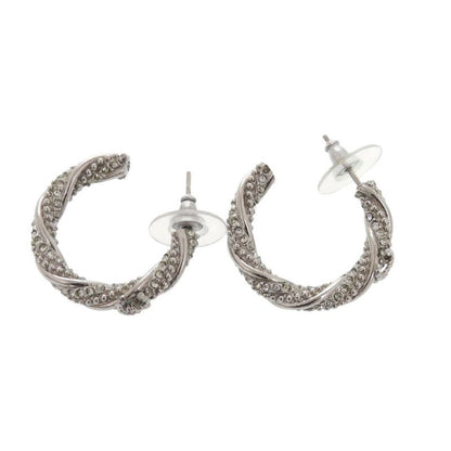 Chanel Hoop Earrings Coco Mark Metal Silver Earrings 0757 Chanel