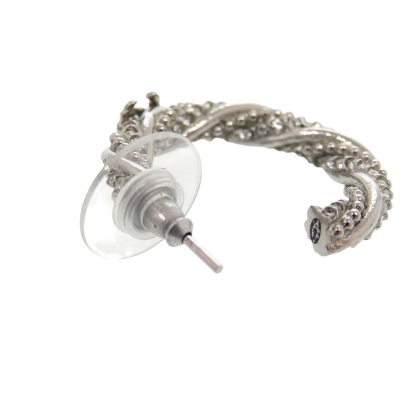 Chanel Hoop Earrings Coco Mark Metal Silver Earrings 0757 Chanel