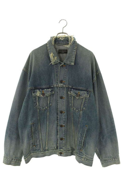 Balenciaga 727840 Tnw01 Destroyed Denim Jacket Men's 1