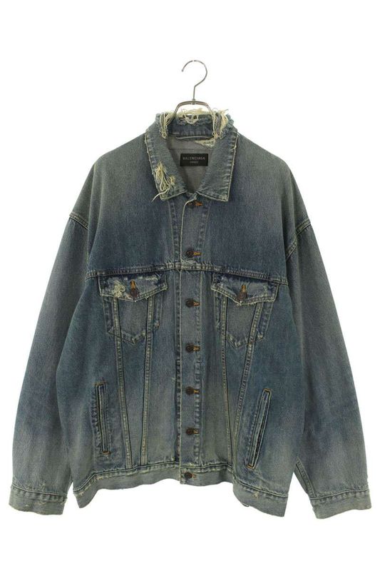 Balenciaga 727840 Tnw01 Destroyed Denim Jacket Men's 1