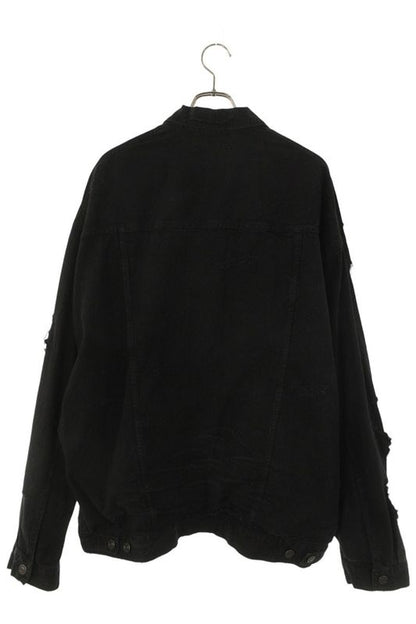 Balenciaga 793886 Tqw54 Logo Embroidered Destroyed Denim Jacket Men 1