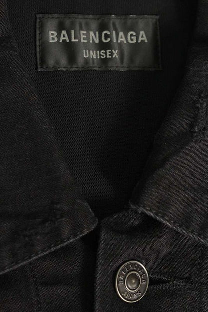 Balenciaga 793886 Tqw54 Logo Embroidered Destroyed Denim Jacket Men 1