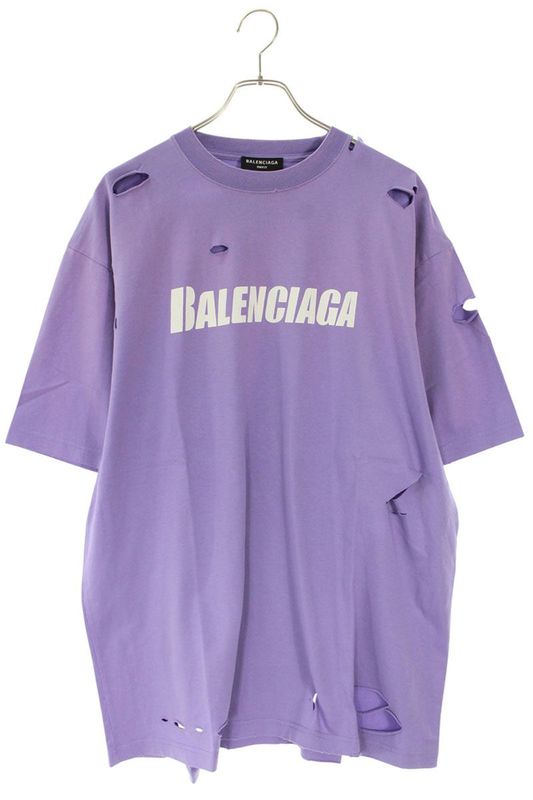 Balenciaga 651795 Tkvb8 Destroyed Logo Print T-shirt Men's XXS
