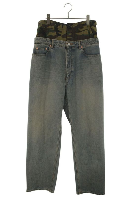 Balenciaga 661609 Tjw57 Hybrid Cargo Pants Layered Denim Pants Men's S