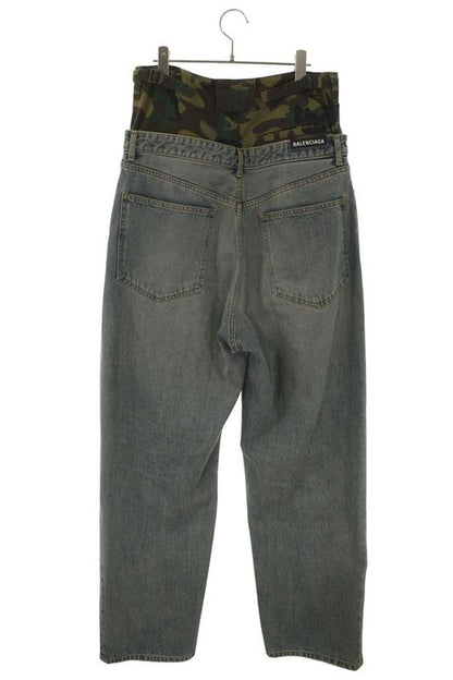 Balenciaga 661609 Tjw57 Hybrid Cargo Pants Layered Denim Pants Men's S