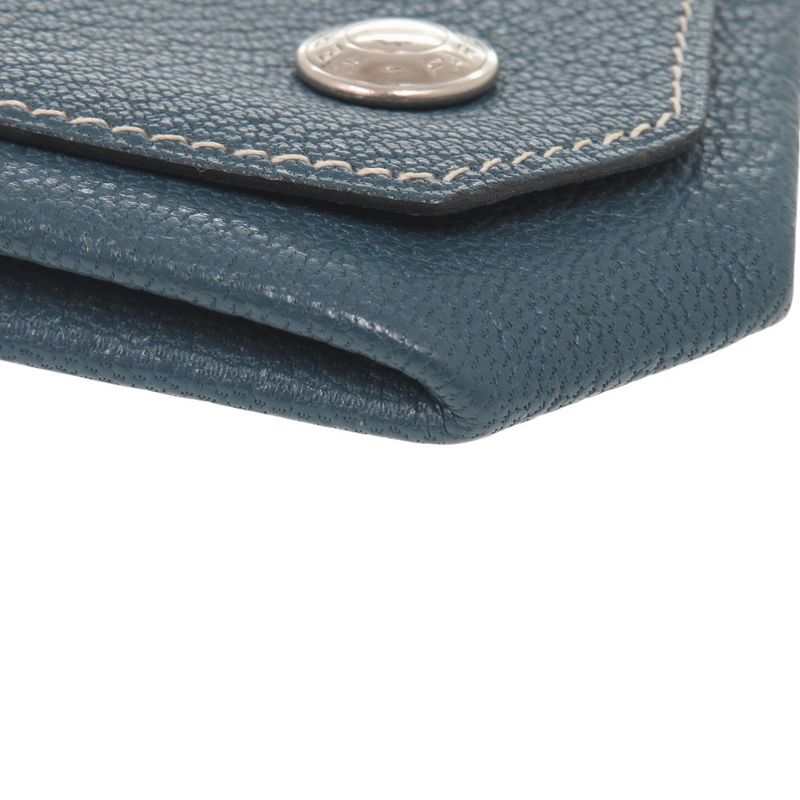 Hermes Le Vencatre Chèvre Silver Hardware Stamped □H (2004) Coin Case Blue 1208