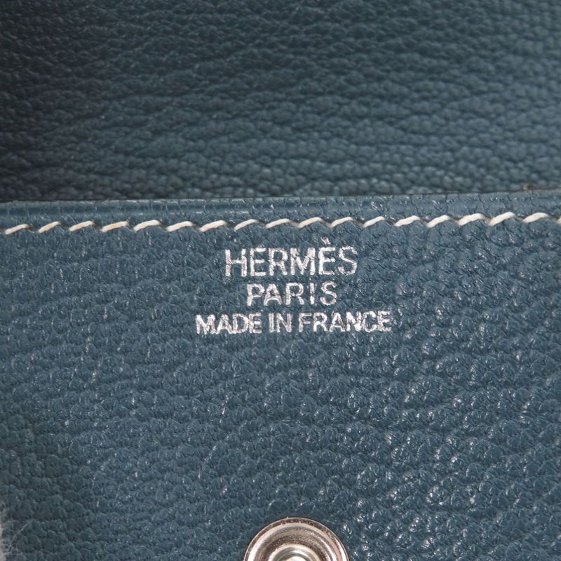 Hermes Le Vencatre Chèvre Silver Hardware Stamped □H (2004) Coin Case Blue 1208